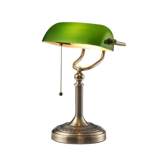 Newrays Glass Banker Lamp With Zipper Switch Plug In E27