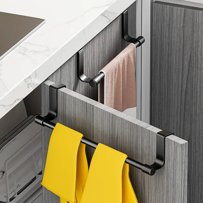 No Drill Over Cabinet Door Towel Rack Organizer for Kitchen