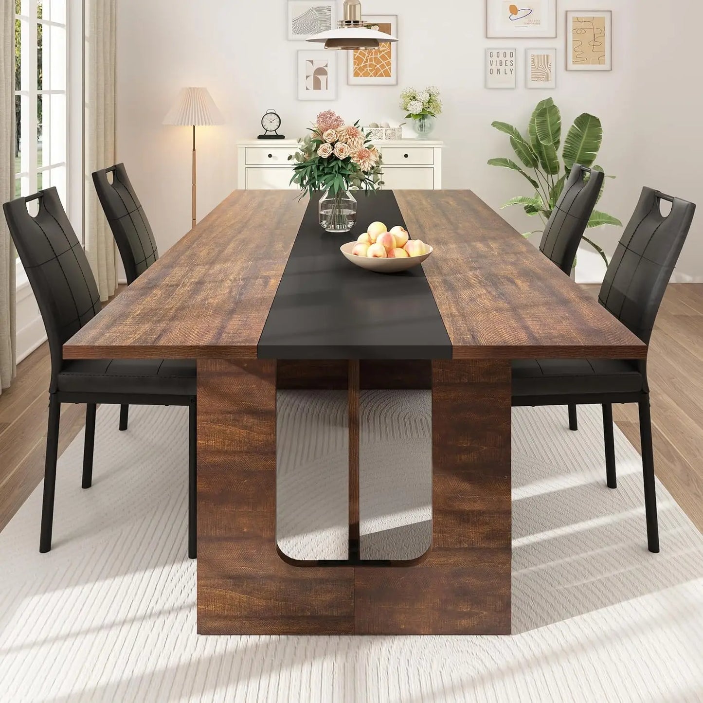 BIANXIANG Solid Wood Farmhouse Dining Table For Kitchen And Dining