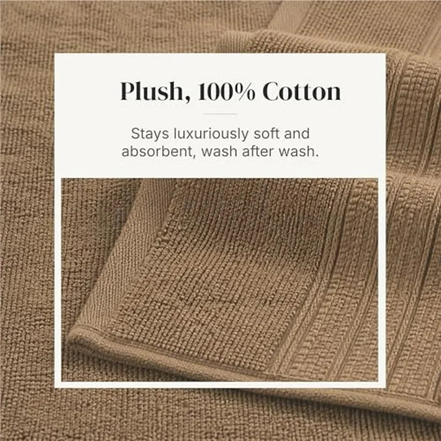 6-Piece Bath Towel Set 100 Percent Cotton Ultra Absorbent
