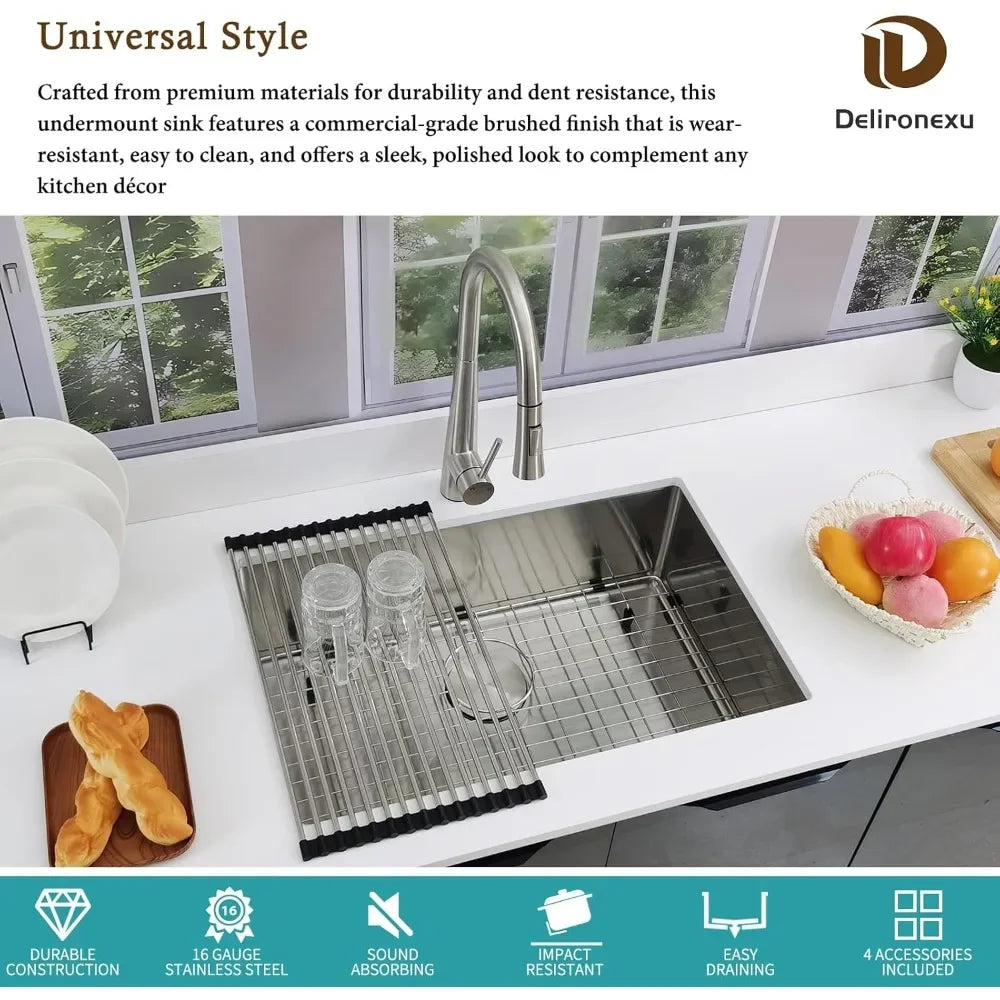 XMSJ Undermount 16 Gauge Stainless Steel Kitchen Sink