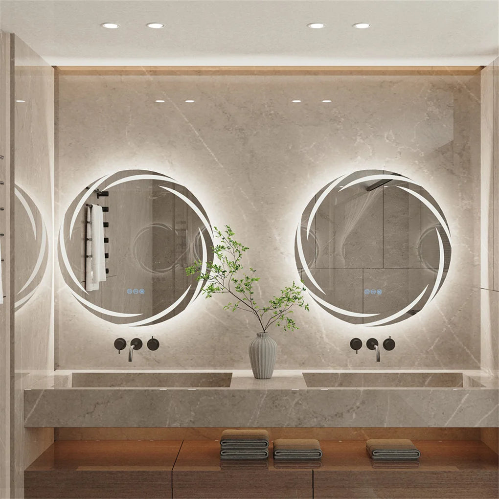 Antifog LED Circle Backlit Bathroom Mirror Wall Mount Vanity Shatterproof