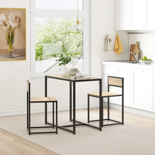 HOMCOM Industrial 3 Piece Dining Set For Small Spaces