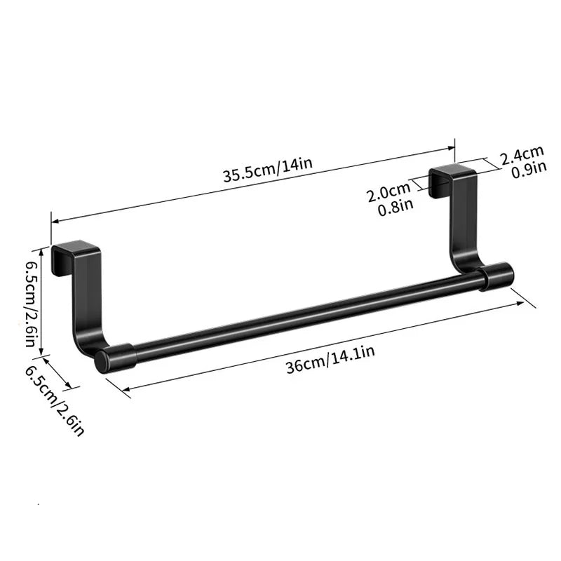 No Drill Over Cabinet Door Towel Rack Organizer for Kitchen