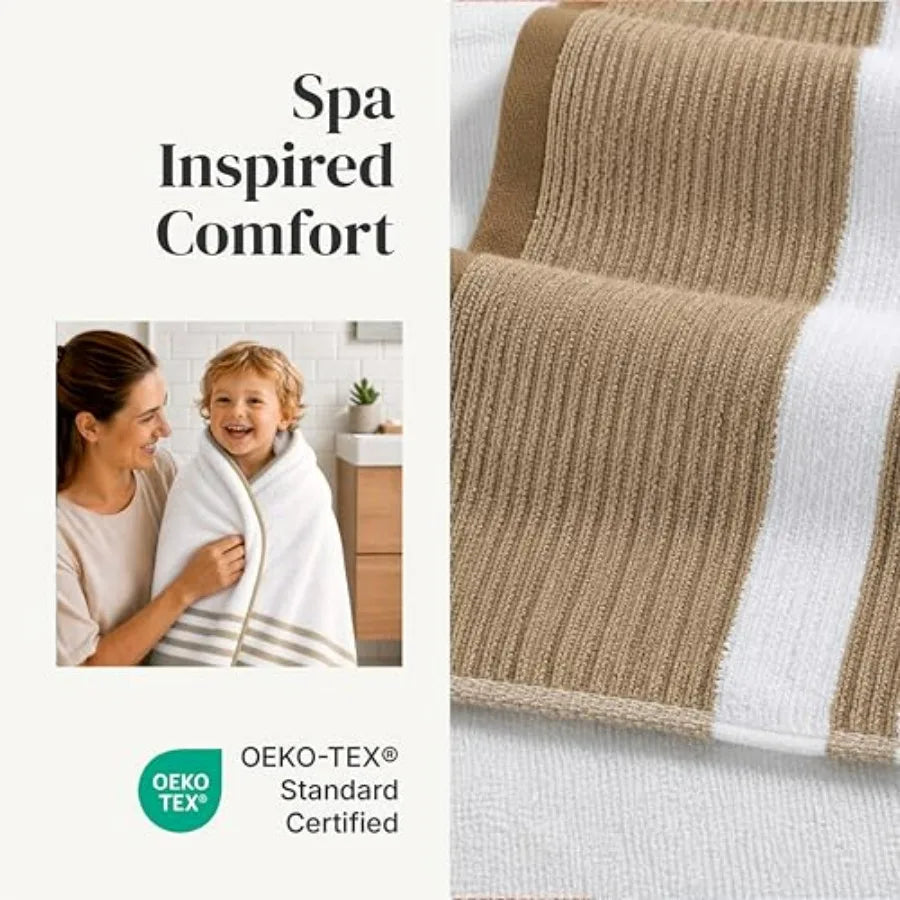 6-Piece Bath Towel Set 100 Percent Cotton Ultra Absorbent