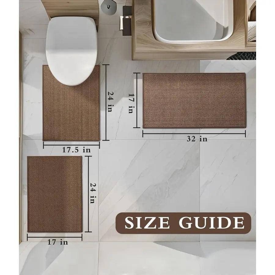 Bathroom Rugs Sets 3 Pieces Ultra Thin Braided Bath Mats