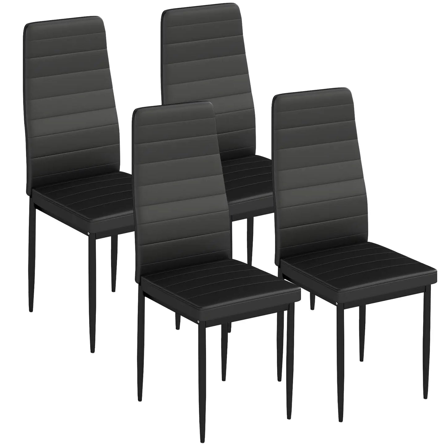 FDW 5-Piece Glass Top Dining Table Set with Upholstered Chairs