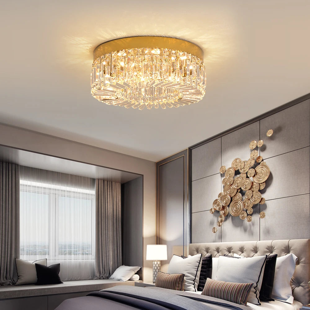 VETRULUS Crystal Ceiling Lamp Gold Modern Chandelier For Living Room