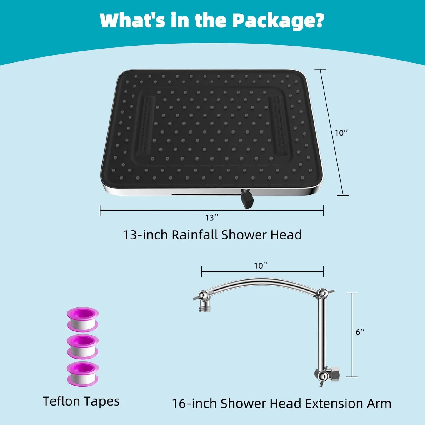 Hibbent Rain Shower Head Square Design With Five Spray Modes