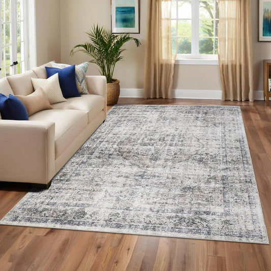TWISTER.CK Washable Area Rug Stain Resistant Indoor Carpet With Non Slip Backing
