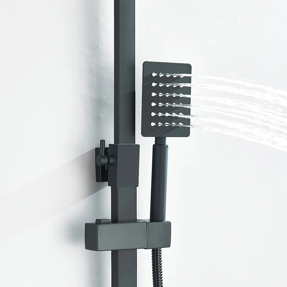 Shinesia Black Luxury Wall Mounted Shower Faucet Set With Swivel