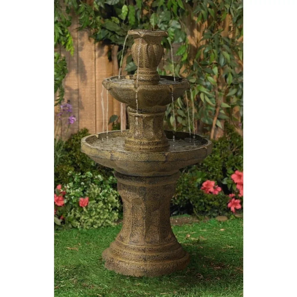 Rustic Outdoor Three Tier Floor Fountain For Garden And Lawn