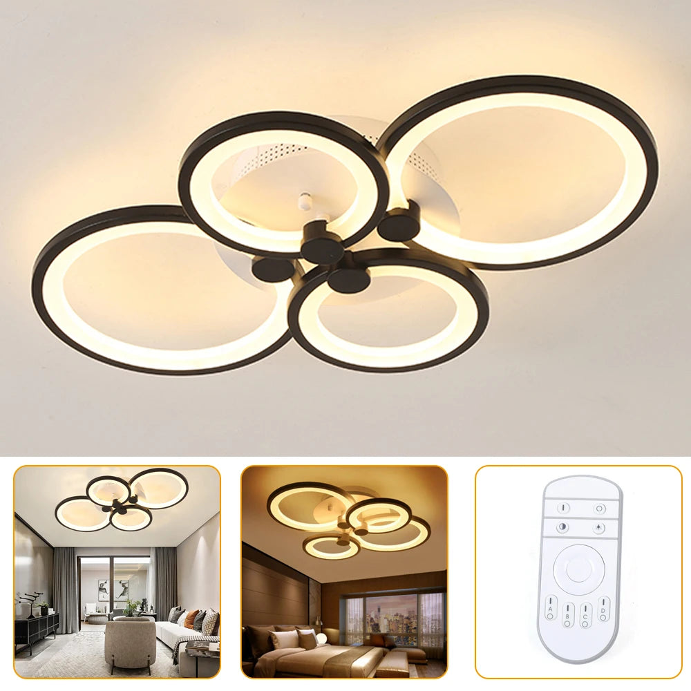 Acrylic LED Ceiling Light 4 6 8 Heads SteplessDimming FlushMount