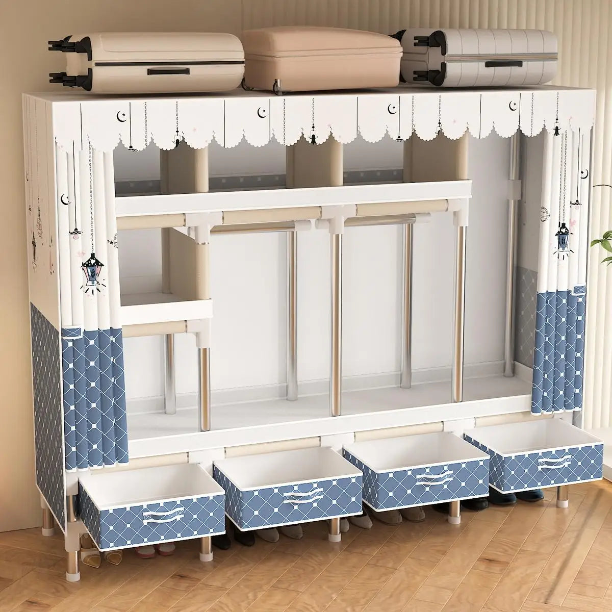 ArluKin Walk-In Closet With Drawers And Dust Cover