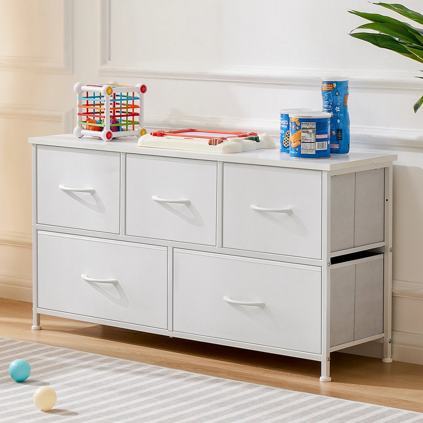 JHK Modern Wardrobe Chest With Fabric Drawers For Bedroom Storage