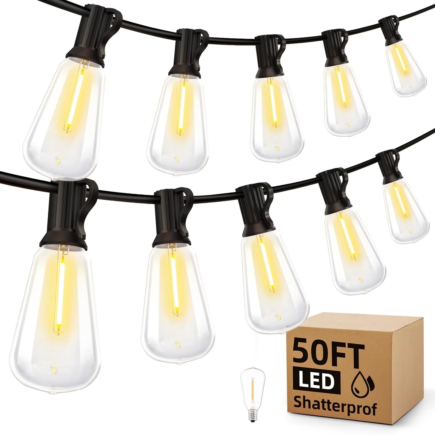 MIMIRGB LED Outdoor String Lights Dimmable Waterproof Bulbs Shatterproof