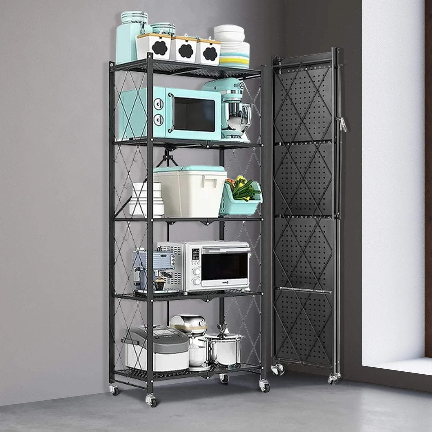 Storage Shelving 5 Tier With Wheel Unit Metal Shelf