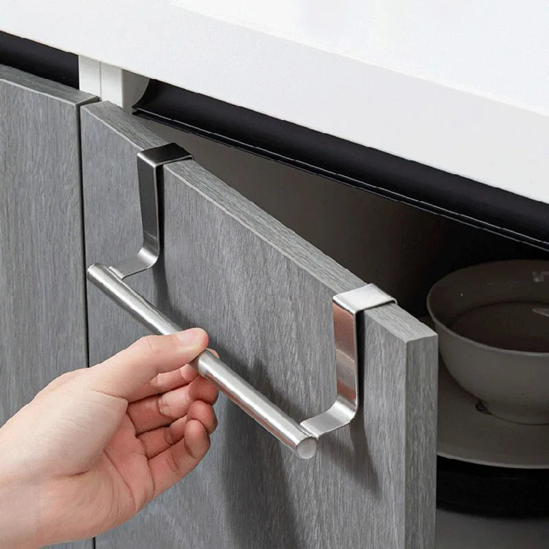 No Drill Over Cabinet Door Towel Rack Organizer for Kitchen