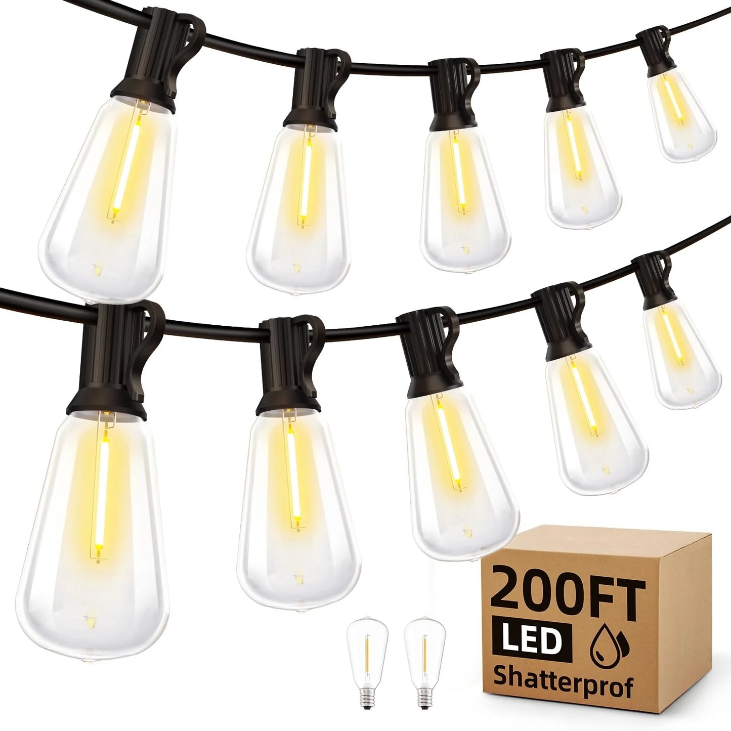 MIMIRGB LED Outdoor String Lights Dimmable Waterproof Bulbs Shatterproof