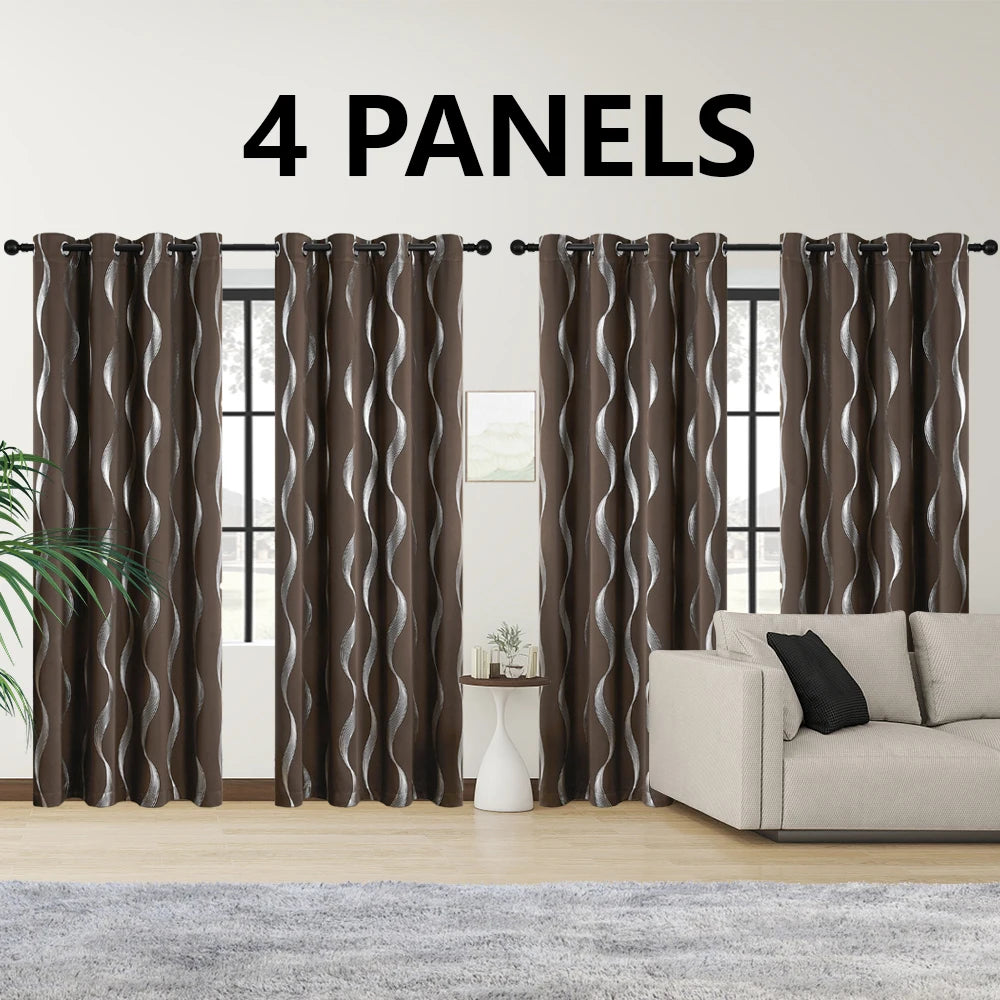 4 Piece Blackout Curtains With Grommet Thermal Insulated Bedroom