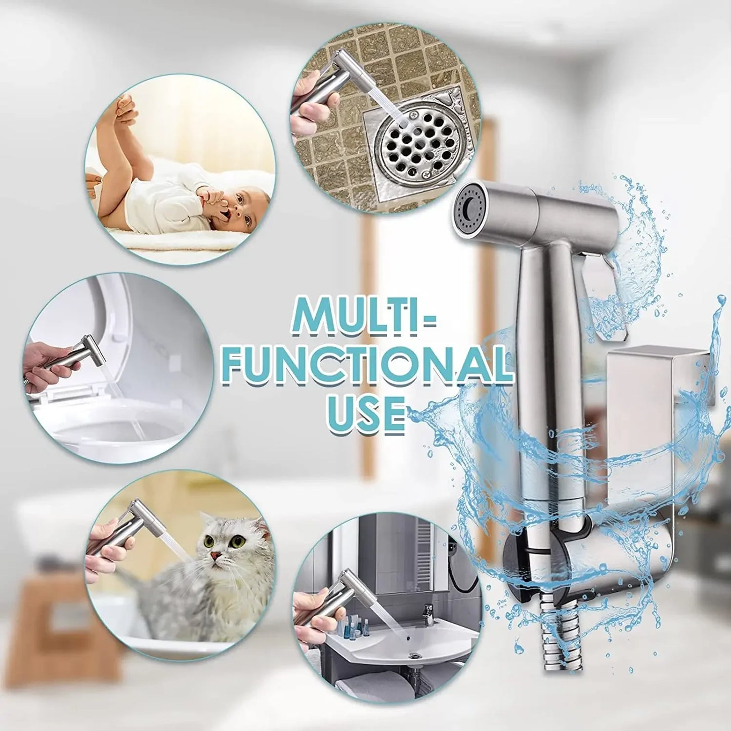 Handheld Toilet Bidet Sprayer Adjustable Water Pressure Kit