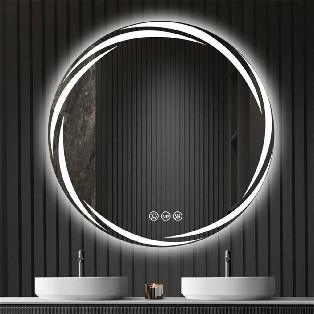 Antifog LED Circle Backlit Bathroom Mirror Wall Mount Vanity Shatterproof
