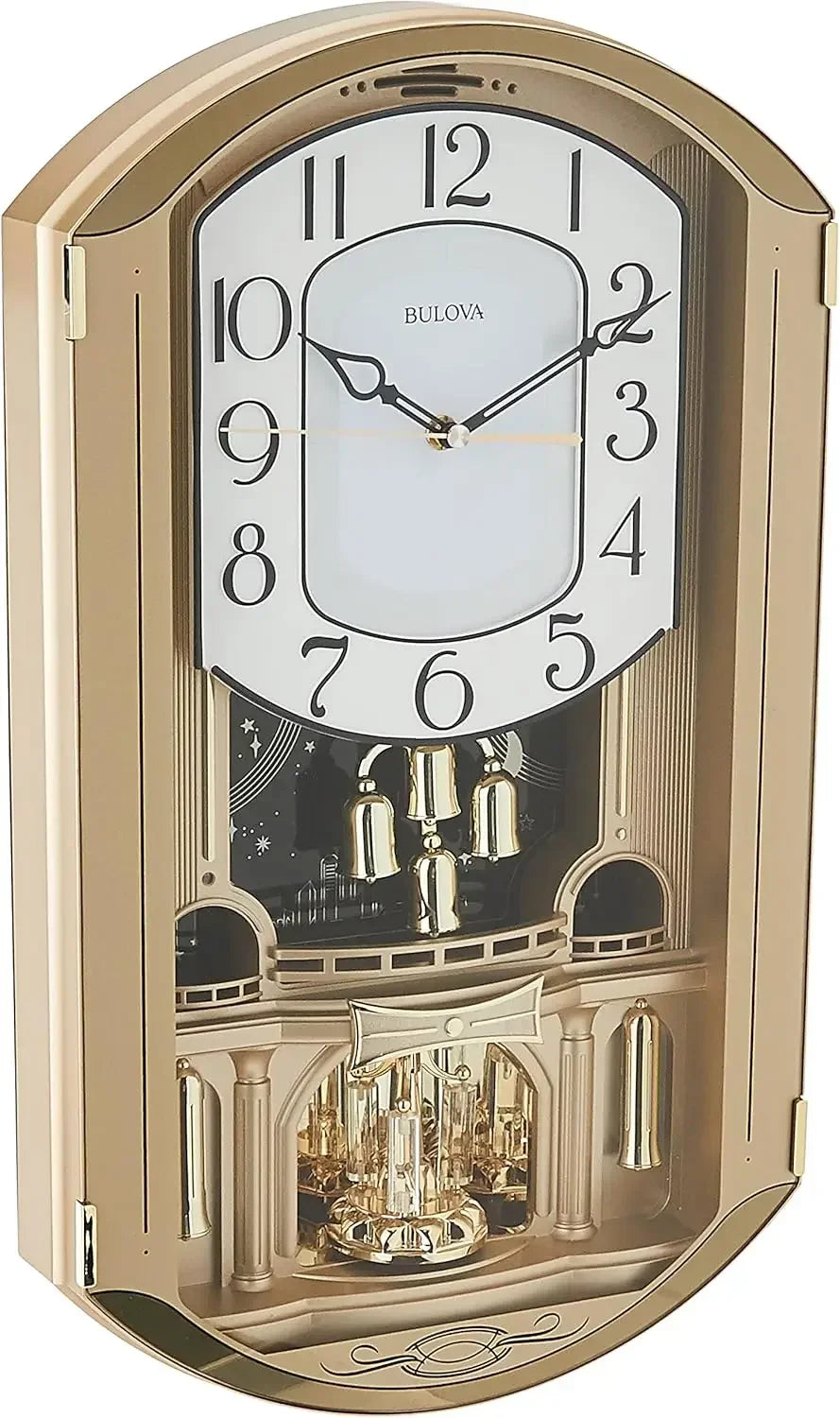 Music Wall Clock With Rotating Crystal Pendulum And 12 Melodies