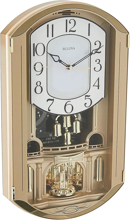 Music Wall Clock With Rotating Crystal Pendulum And 12 Melodies