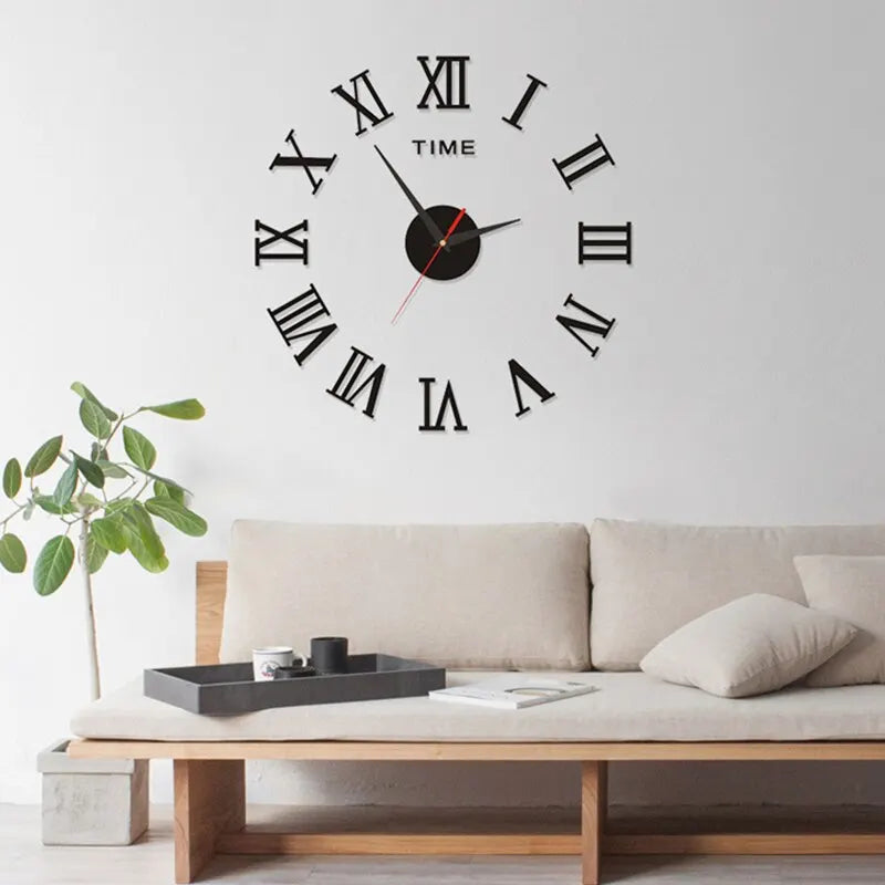3D Acrylic Digital Wall Clock Roman Numerals Design Mirror