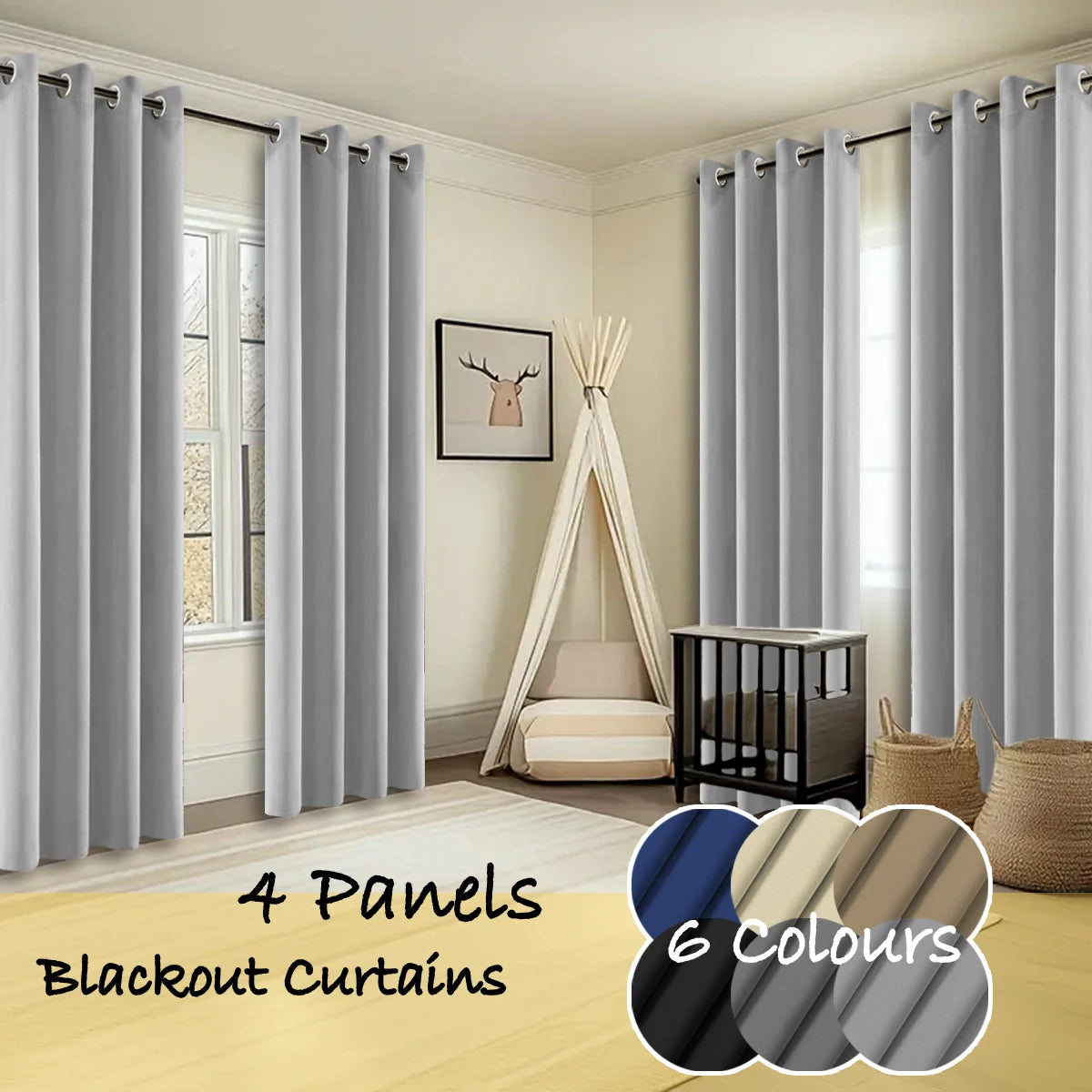 Thermal Insulated Blackout Curtains 4 Panels For Living Room