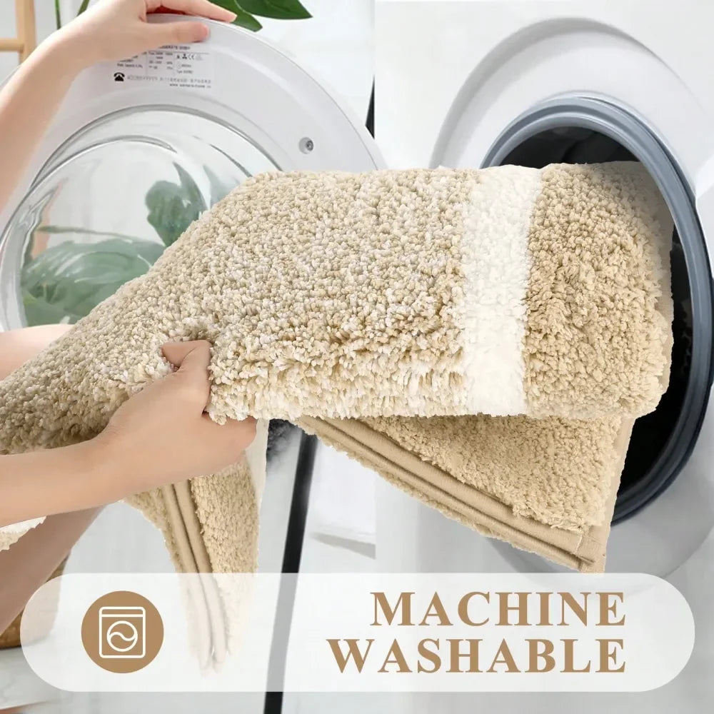 Microfiber Bath Rug Mat Set 3 Pieces Non Slip Ultra Soft Absorbent
