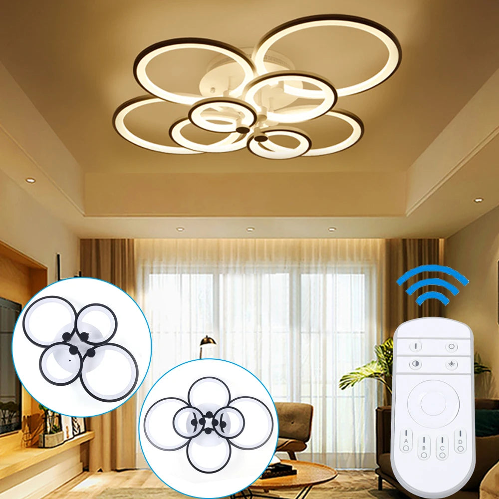 Acrylic LED Ceiling Light 4 6 8 Heads SteplessDimming FlushMount