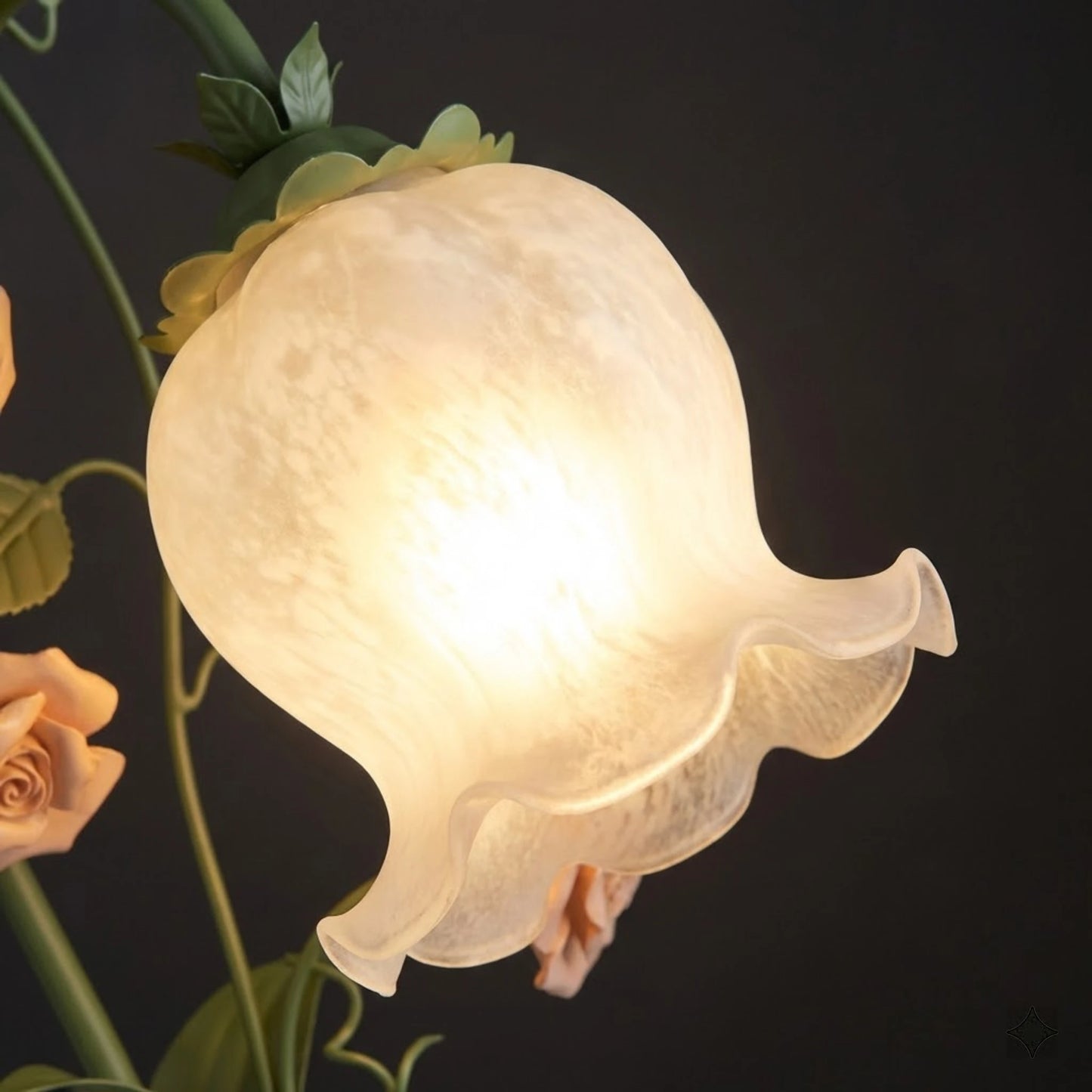 Bymaocar Ceramic Rose Desk Lamp With Glass Shade For Home