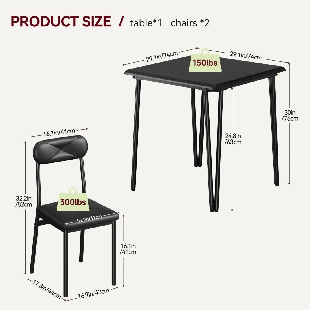 HiMISS Dining Table For 2 Wood Space Saving Modern Dinette