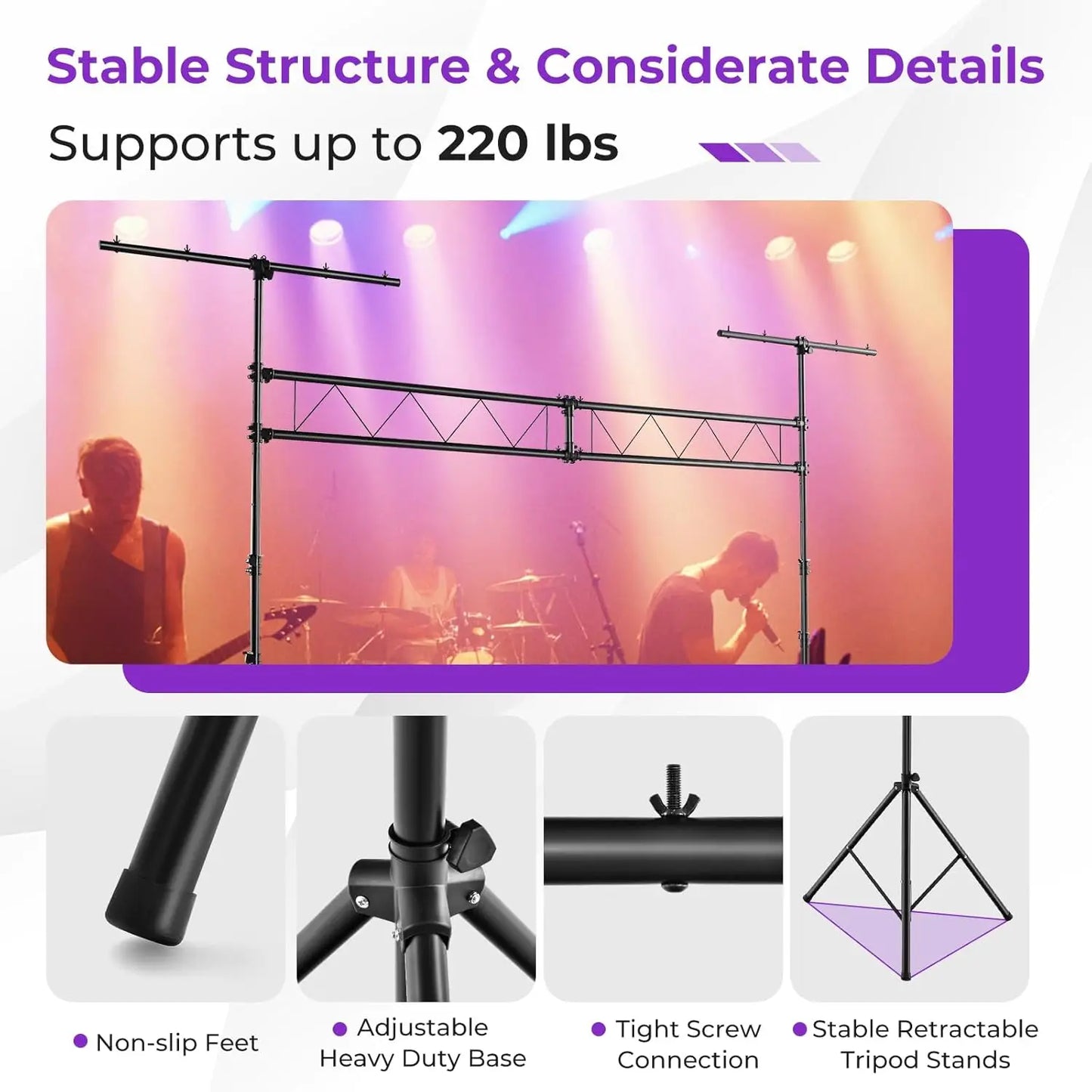 Stage Lighting Stand And Truss System With 220 Lb Capacity