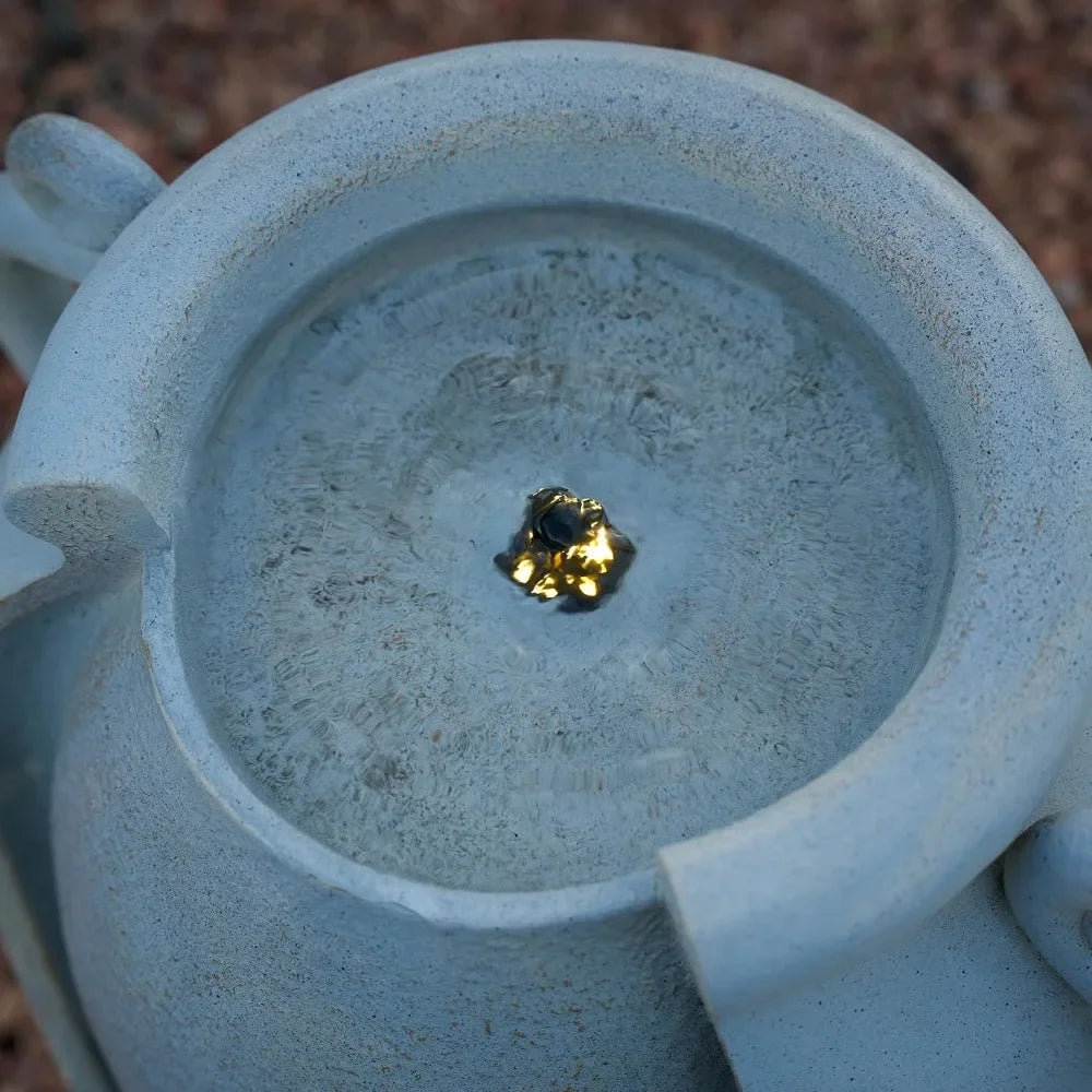 Solar Amphora Polyresin Tank Fountain Outdoor Water Feature