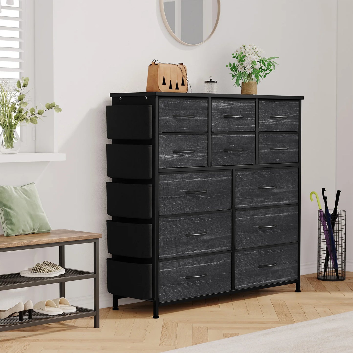 HiMISS 12-Drawer Dresser for Bedroom with Fabric Storage