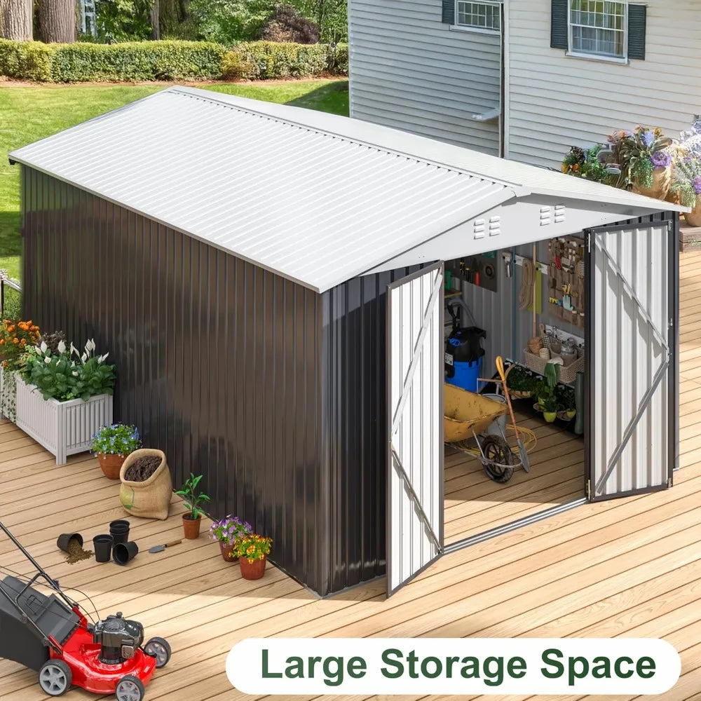 XIAOLANG Metal Outdoor Storage Shed With Lockable Doors