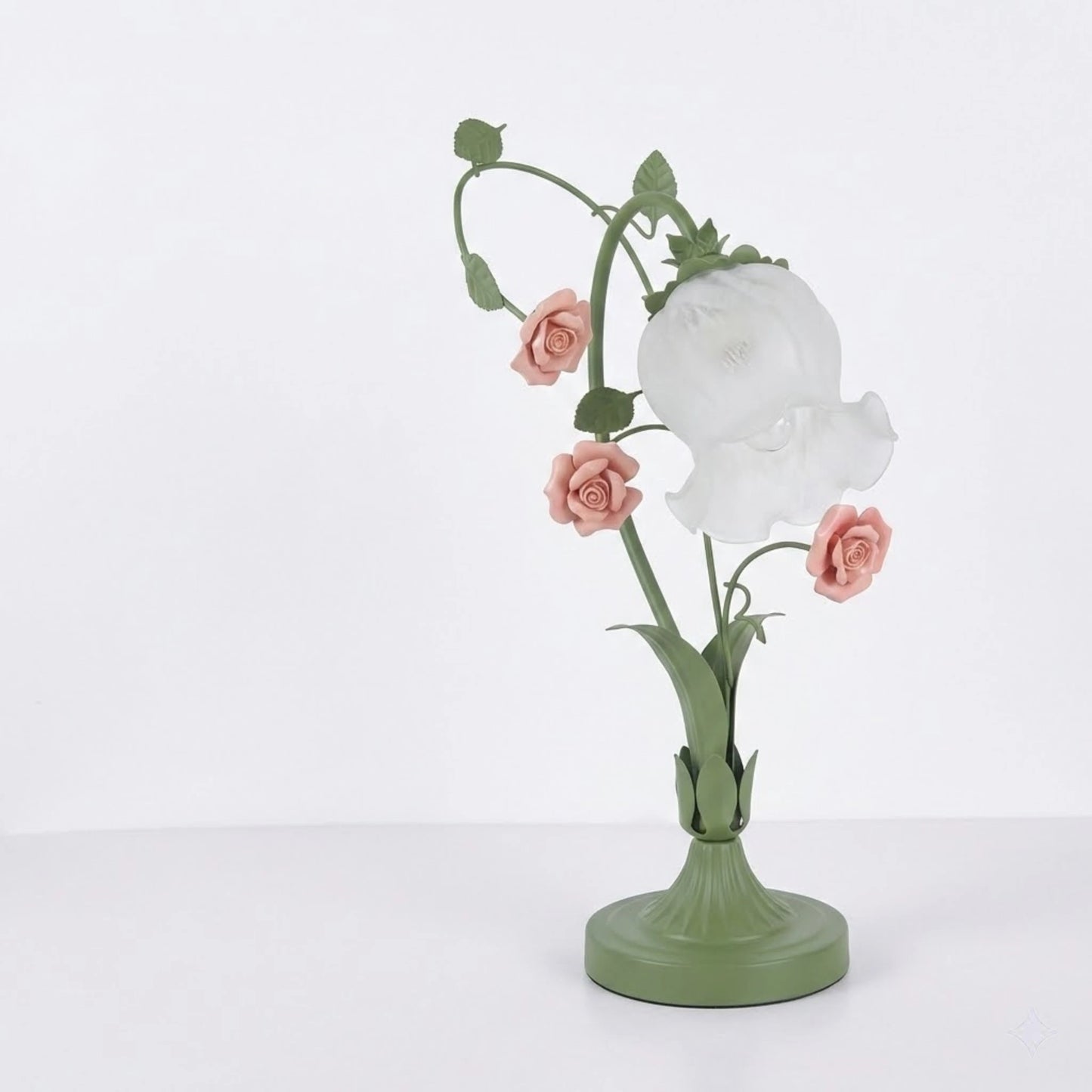 Bymaocar Ceramic Rose Desk Lamp With Glass Shade For Home