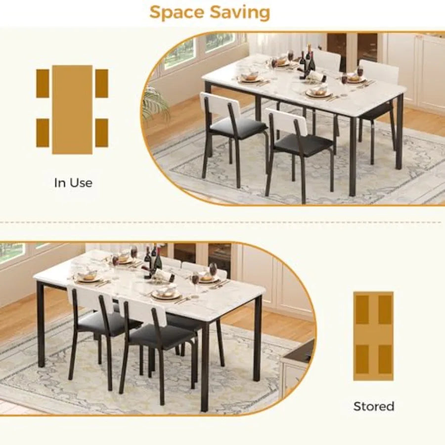 Extendable Dining Table Set For 4-8 People With Drop Leaf