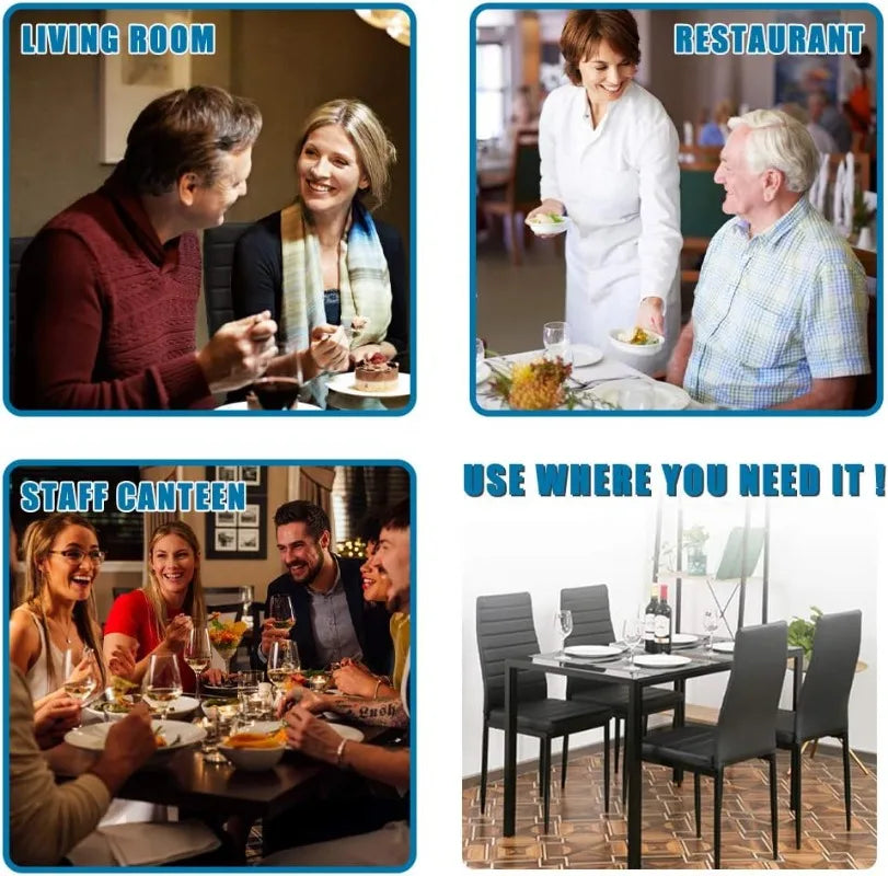 FDW 5-Piece Glass Top Dining Table Set with Upholstered Chairs