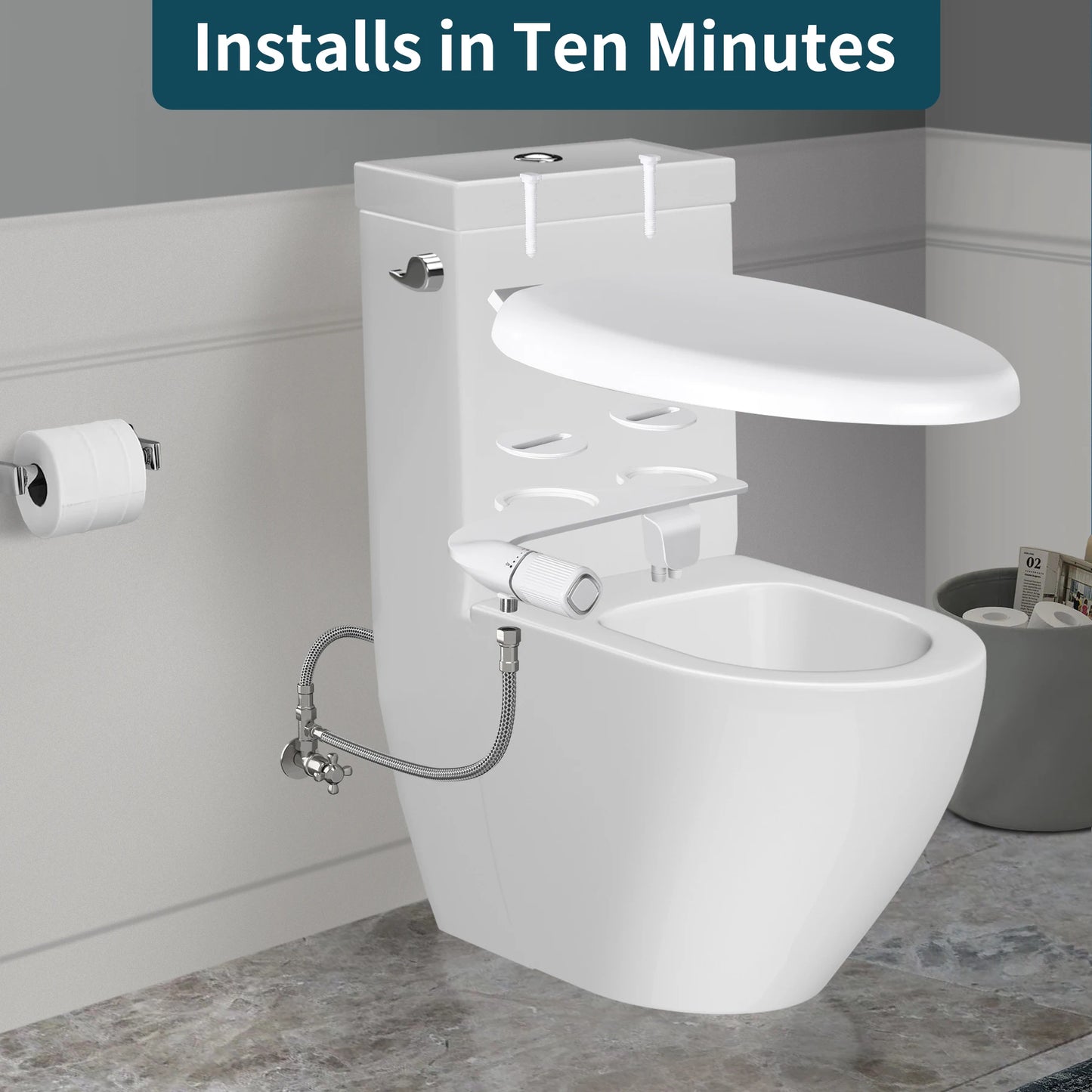 SAMODRA Bidet Toilet Attachment Dual Nozzles Adjustable Water Pressure