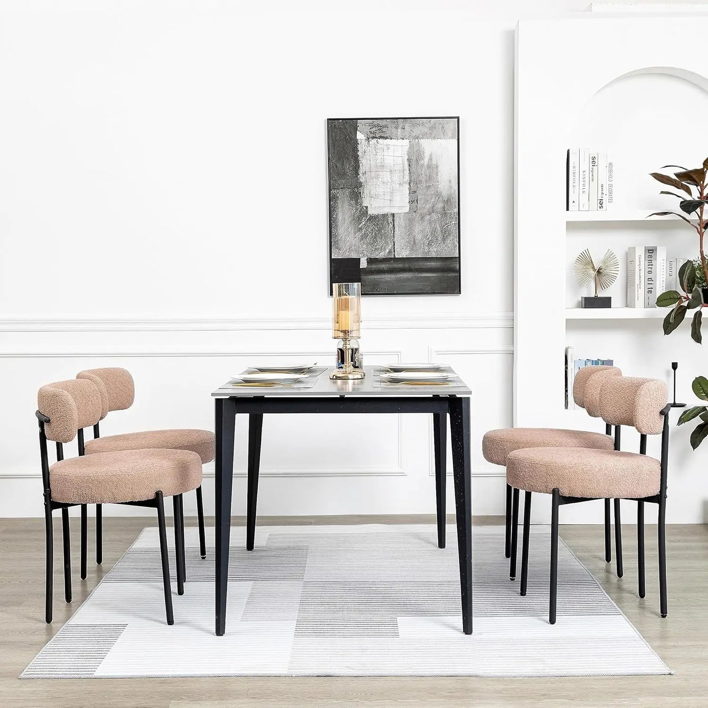 MOYU Boucle Dining Chairs Set of 4 Modern Upholstered