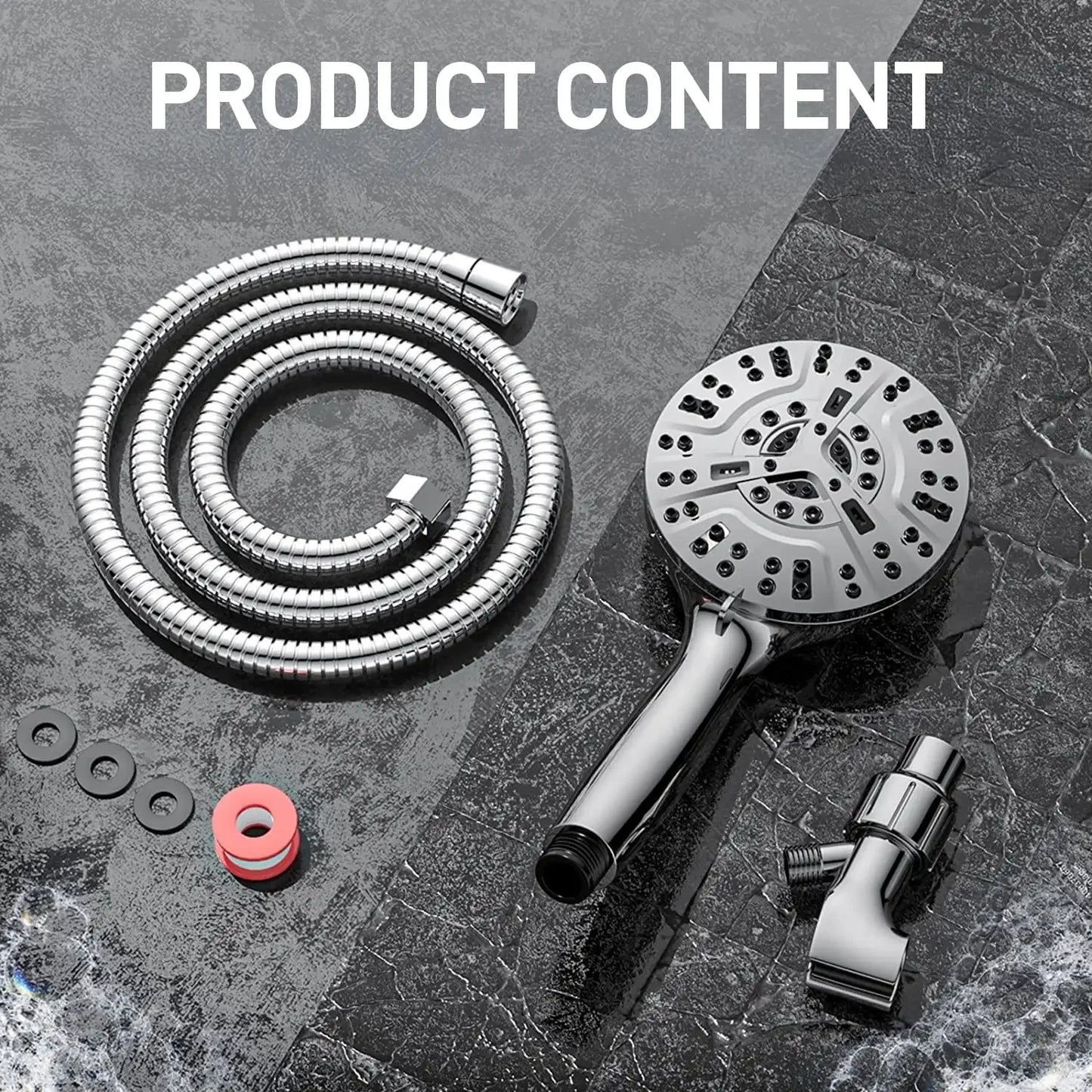 SZRSTH 10 Settings High Pressure Shower Head With Handheld Hose