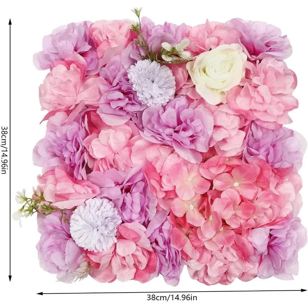 12Pcs 3D Silk Flower Wall Panels Backdrop Hydrangea Rose Weddings
