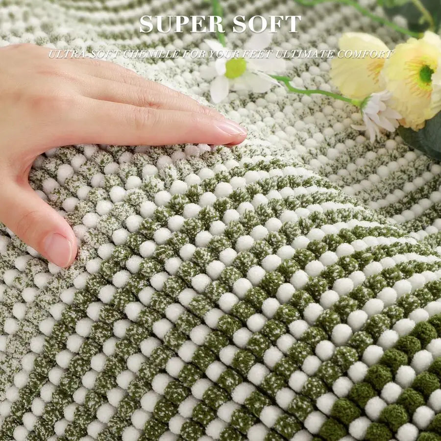 Chenille Bath Mat Set 2 Piece Non Slip Absorbent Rugs