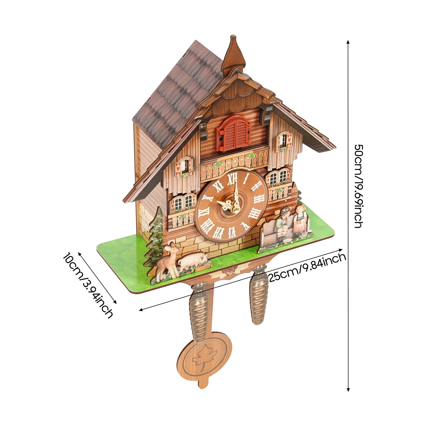 Wood Wall Cuckoo Clock With Chimes And Time Scales