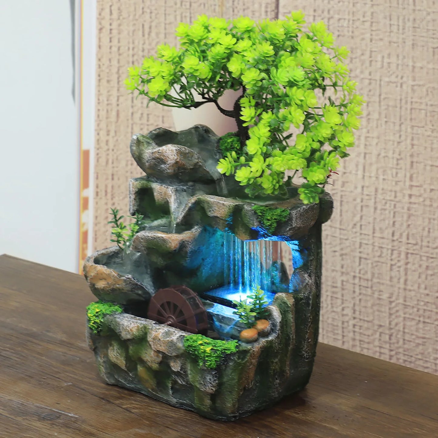 Indoor Water Fountain With LED Lights Zen Decor Desktop