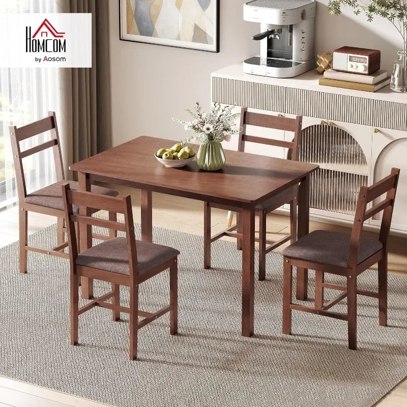 5-Piece Solid Wood Dining Set For 4 Farmhouse Kitchen