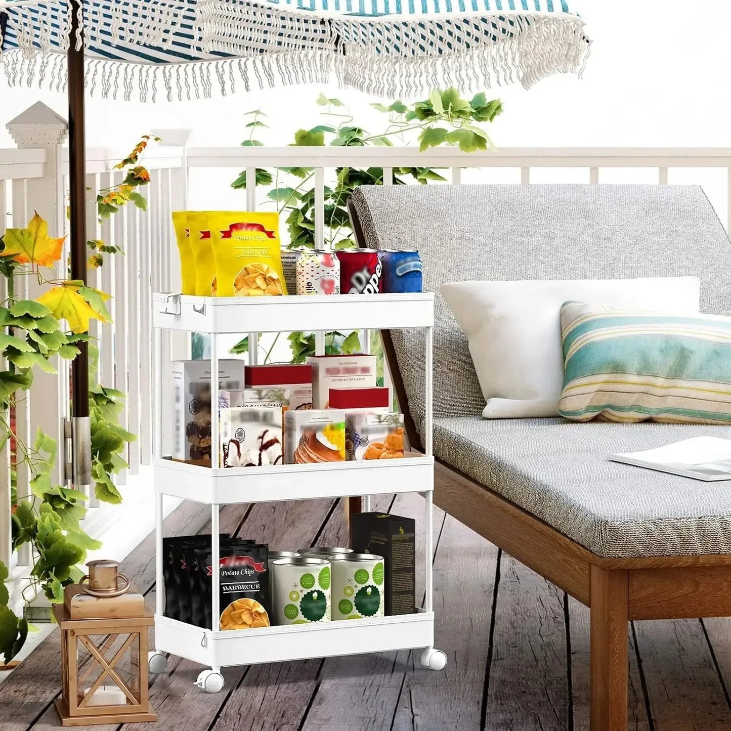 Rolling Storage Cart 3 Tier Organizer For Kitchen Office Bathroom